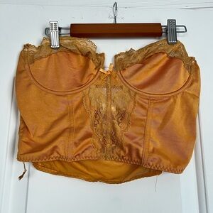 Lace Trim Satin Bustier in Gold
